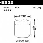 Колодки тормозные HB622M.490 HAWK Black Wilwood DLS 12 mm