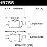 Колодки тормозные HB755F.620 HAWK HPS; 16mm  задн MB CLS C218; C219; E W212;