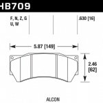 Колодки тормозные HB709Q.630 HAWK DTC-80; Alcon Mono6 (model 4497) 16mm
