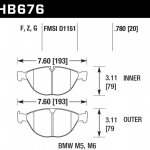Колодки тормозные HB676F.671 HAWK HPS BMW M5, M6 (E60, E61, E63, E64)