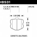 Колодки тормозные HB531G.570 HAWK DTC-60; Corvette ZO6 15mm