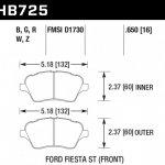 Колодки тормозные HB725G.650 HAWK DTC-60; 2014 Ford Fiesta ST 17mm