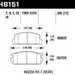 Колодки тормозные HB151M.505 HAWK Black Mazda RX-7 (Rear) 13 mm