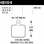 Колодки тормозные HB104J.485 HAWK DR-97 Wilwood DL Single, Outlaw w/ 0.156 in. center hole 12 mm