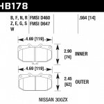 Колодки тормозные HB178S.564 HAWK HT-10  передние SUBARU Impreza WRX; Nissan 300ZX; HPB тип 1;