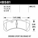 Колодки тормозные HB581F.660 HAWK HPS Brembo 6 поршней тип J, N