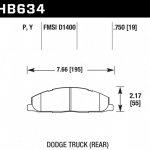Колодки тормозные HB634P.750 HAWK SuperDuty задн. Dodge RAM 2500