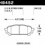 Колодки тормозные HB452E.545 HAWK Blue 9012 Subaru (Rear) 14 mm