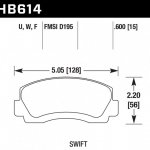 Колодки тормозные HB614F.600 HAWK HPS; 15mm
