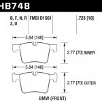 Колодки тормозные HB748Q.723 HAWK DTC-80; BMW (Front) 19mm