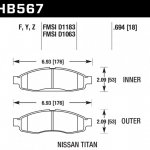 Колодки тормозные HB567Z.694 HAWK PC передние INFINITI QX56 / Nissan Armada, Pathfinder до 2006 г.в.
