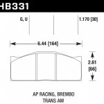Колодки тормозные HB331U1.17 HAWK DTC-70 AP Racing, Brembo 30 mm