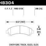 Колодки тормозные HB304Z.598 HAWK PC передние CHEVROLET Blazer / GMC