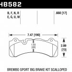 Колодки тормозные HB582Q.660 HAWK DTC-80; Brembo Scalloped 17mm