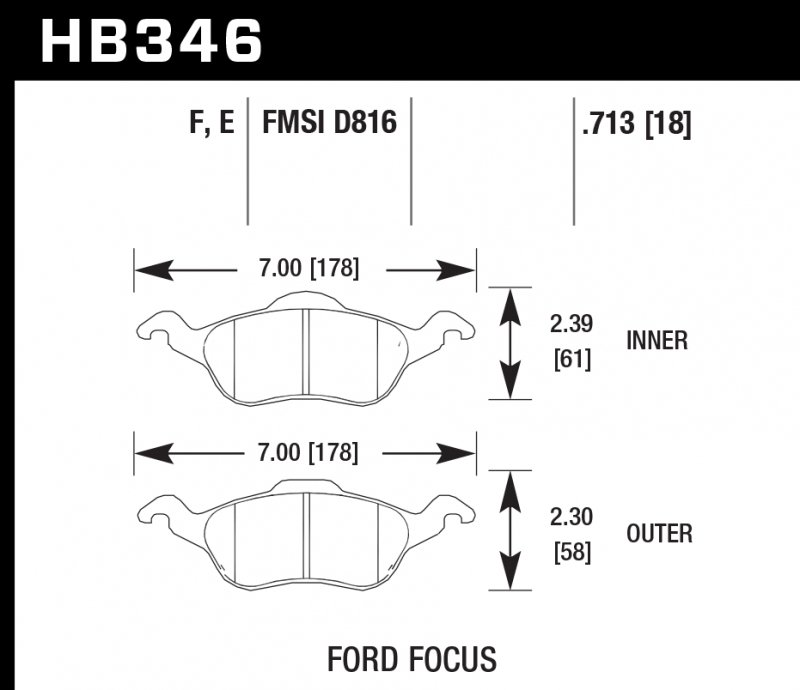 Колодки тормозные HB346F.713 HAWK HPS передние FORD Focus
