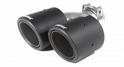 Насадка на глушитель, двойная, AKRAPOVIC style карбон, D посадочный 63мм / наруж 101мм, ПРАВ.