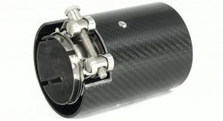 Насадка на глушитель, дизайн M-Style, карбон, D посадочный 63мм / D наруж 90мм, полированная сталь
