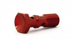 Болт (штуцер) двойной для banjo M10x1.25мм L=30мм алюминий КРАСНЫЙ, Goodridge 993-03-32DR
