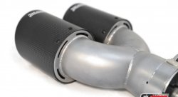 Насадка на глушитель, двойная, AKRAPOVIC карбон, D посадочный 63мм / наруж 90мм, ЛЕВАЯ,