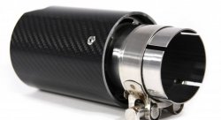 Насадка на глушитель, дизайн M-Style, карбон, D посадочный 63мм / D наруж 90мм, матовая нержавейка