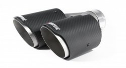 Насадка на глушитель, двойная, AKRAPOVIC EVO Style карбон, D посадочный 63мм / наруж 90мм, ПРАВ.