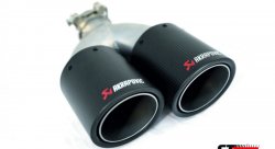 Насадка на глушитель, двойная, AKRAPOVIC карбон, D посадочный 51мм / наруж 90мм, ЛЕВАЯ, AC25190L