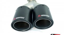 Насадка на глушитель, двойная, AKRAPOVIC карбон, D посадочный 51мм / наруж 90мм, ПРАВ. AC25190R