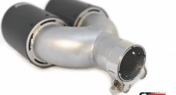 Насадка на глушитель, двойная, AKRAPOVIC карбон, D посадочный 57мм / наруж 90мм, ПРАВ