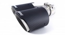 Насадка на глушитель, двойная, AKRAPOVIC EVO карбон, D посадочный 57мм / наруж 90мм, ЛЕВАЯ