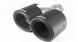 Насадка на глушитель, двойная, AKRAPOVIC style карбон, D посадочный 63мм / наруж 101мм, ЛЕВАЯ,