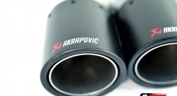 Насадка на глушитель, двойная, AKRAPOVIC карбон, D посадочный 51мм / наруж 90мм, ПРАВ. AC25190R