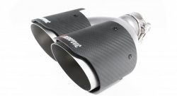 Насадка на глушитель, двойная, AKRAPOVIC EVO карбон, D посадочный 57мм / наруж 101мм, ЛЕВАЯ