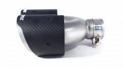 Насадка на глушитель, двойная, AKRAPOVIC EVO карбон, D посадочный 57мм / наруж 101мм, ПРАВ.