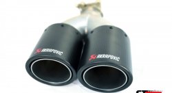 Насадка на глушитель, двойная, AKRAPOVIC карбон, D посадочный 51мм / наруж 90мм, ЛЕВАЯ, AC25190L