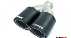 Насадка на глушитель, двойная, AKRAPOVIC карбон, D посадочный 51мм / наруж 90мм, ЛЕВАЯ, AC25190L