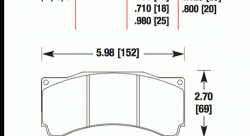 Колодки тормозные HB109U.980 HAWK DTC-70 (Без Ушка) PROMA 6 порш; AP RACING CP9668 25 mm