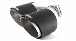 Насадка на глушитель, двойная, AKRAPOVIC EVO style карбон, D посадочный 63мм / наруж 101мм, ЛЕВАЯ,