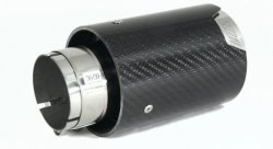 Насадка на глушитель, дизайн M-Style, карбон, D посадочный 57мм / D наруж 90мм, полированная сталь