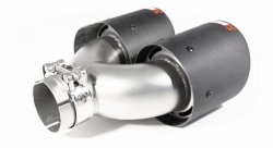 Насадка на глушитель, двойная, AKRAPOVIC карбон, D посадочный 57мм / наруж 101мм, ПРАВ.
