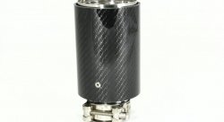 Насадка на глушитель, дизайн M-Style, карбон, D посадочный 57мм / D наруж 90мм, полированная сталь