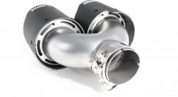 Насадка на глушитель, двойная, AKRAPOVIC EVO карбон, D посадочный 57мм / наруж 101мм, ЛЕВАЯ