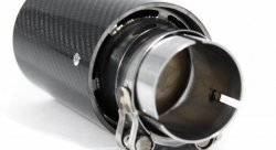 Насадка на глушитель, дизайн M-Style, карбон, D посадочный 57мм / D наруж 90мм, матовая нержавейка