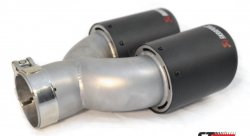 Насадка на глушитель, двойная, AKRAPOVIC карбон, D посадочный 63мм / наруж 90мм, ПРАВ.