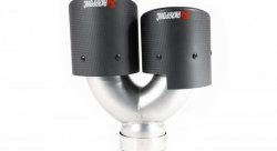 Насадка на глушитель, двойная, AKRAPOVIC style карбон, D посадочный 63мм / наруж 101мм, ЛЕВАЯ,