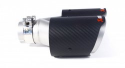 Насадка на глушитель, двойная, AKRAPOVIC EVO карбон, D посадочный 57мм / наруж 90мм, ЛЕВАЯ