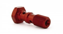 Болт (штуцер) двойной для banjo M10x1.25мм L=30мм алюминий КРАСНЫЙ, Goodridge 993-03-32DR