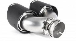Насадка на глушитель, двойная, AKRAPOVIC EVO style карбон, D посадочный 63мм / наруж 101мм, ЛЕВАЯ,