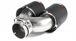 Насадка на глушитель, двойная, AKRAPOVIC style карбон, D посадочный 63мм / наруж 101мм, ПРАВ.