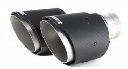 Насадка на глушитель, двойная, AKRAPOVIC EVO style карбон, D посадочный 63мм / наруж 101мм, ПРАВ.