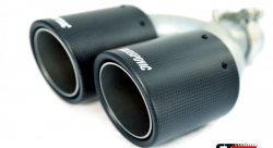 Насадка на глушитель, двойная, AKRAPOVIC карбон, D посадочный 51мм / наруж 90мм, ПРАВ. AC25190R